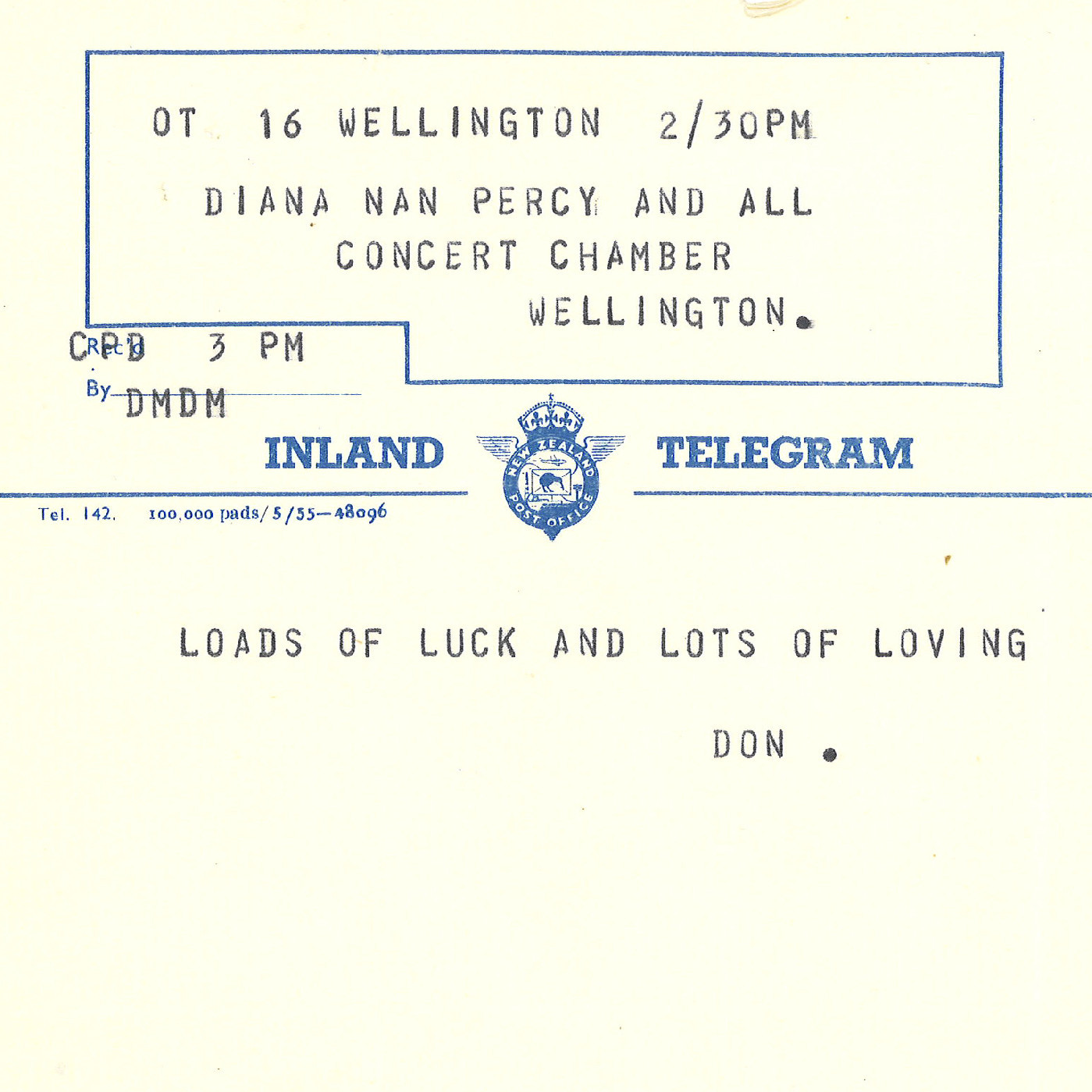 Telegrams sent to Thespians in 1957
