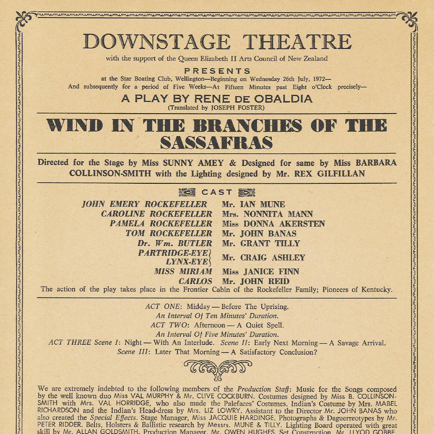 Downstage Theatre: "Wind in the Branches of Sassafras"