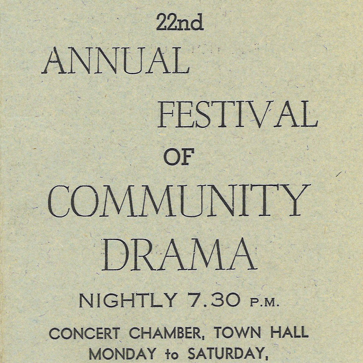 Wellington Area 22nd Annual Festival of Community Drama (1953)