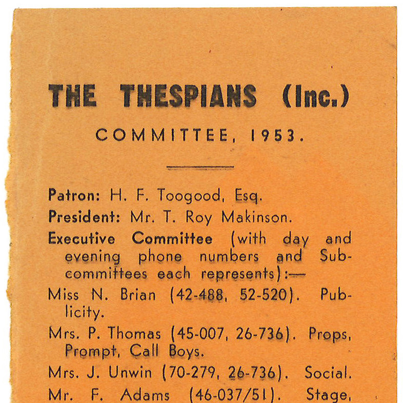 Thespians Committee 1953