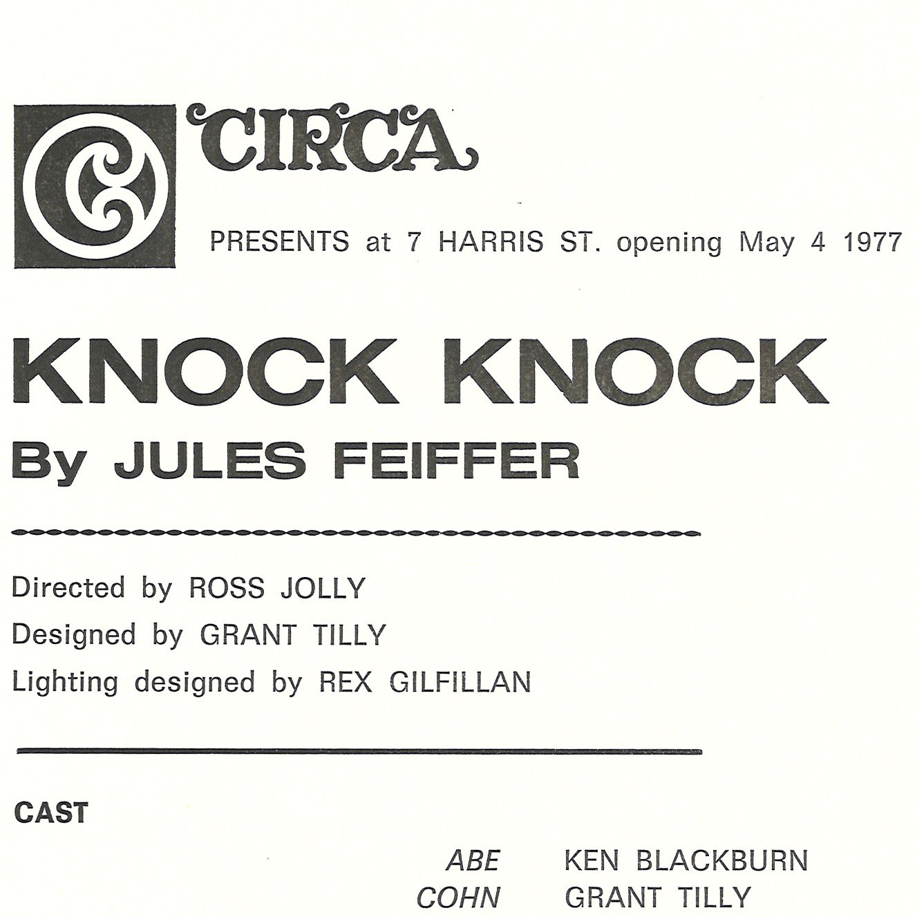 Circa Theatre: "Knock Knock"