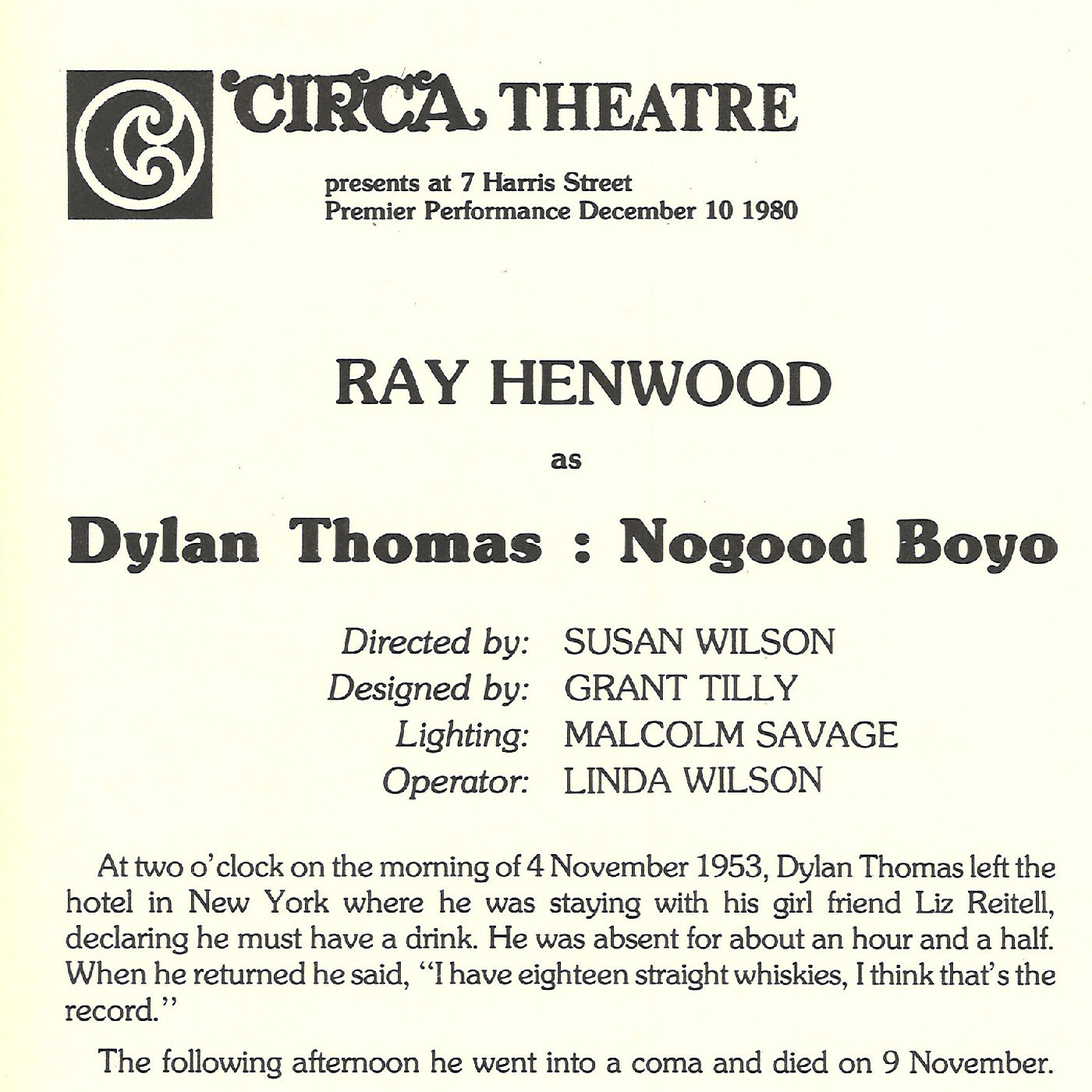 Circa Theatre: "Nogood Boyo"
