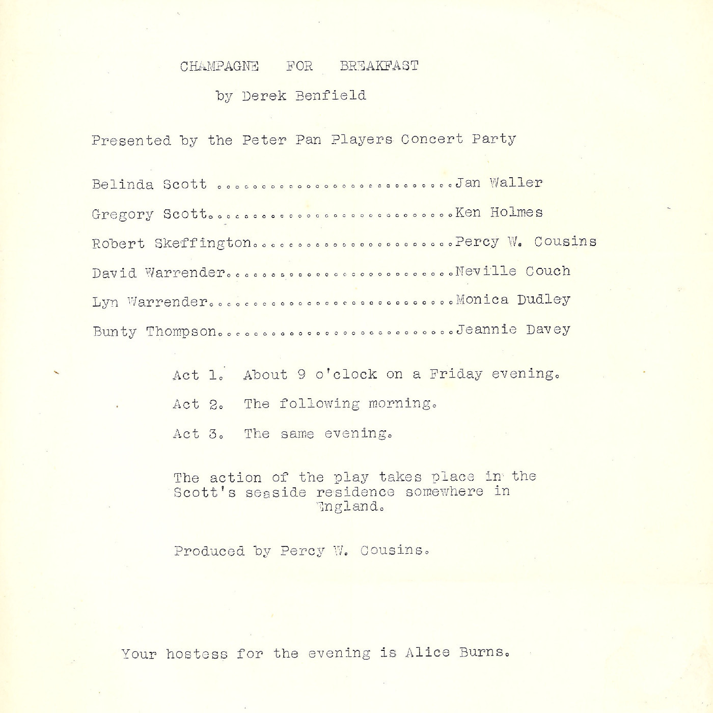 Peter Pan Players: "Champagne for Breakfast"