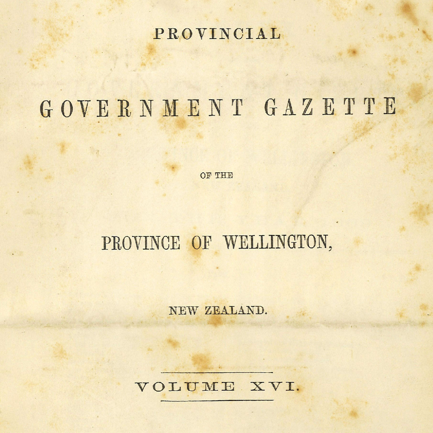Wellington Provincial Council Gazette, Vol 16 (1869)