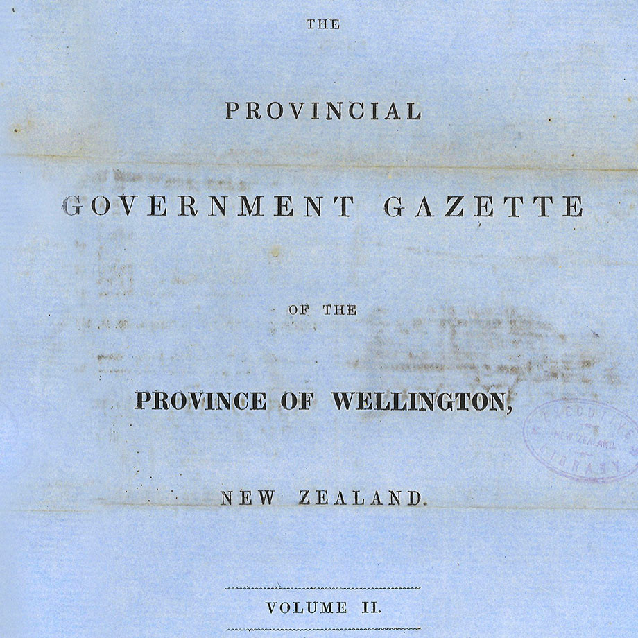 Wellington Provincial Council Gazette, Vol 2 (1855)