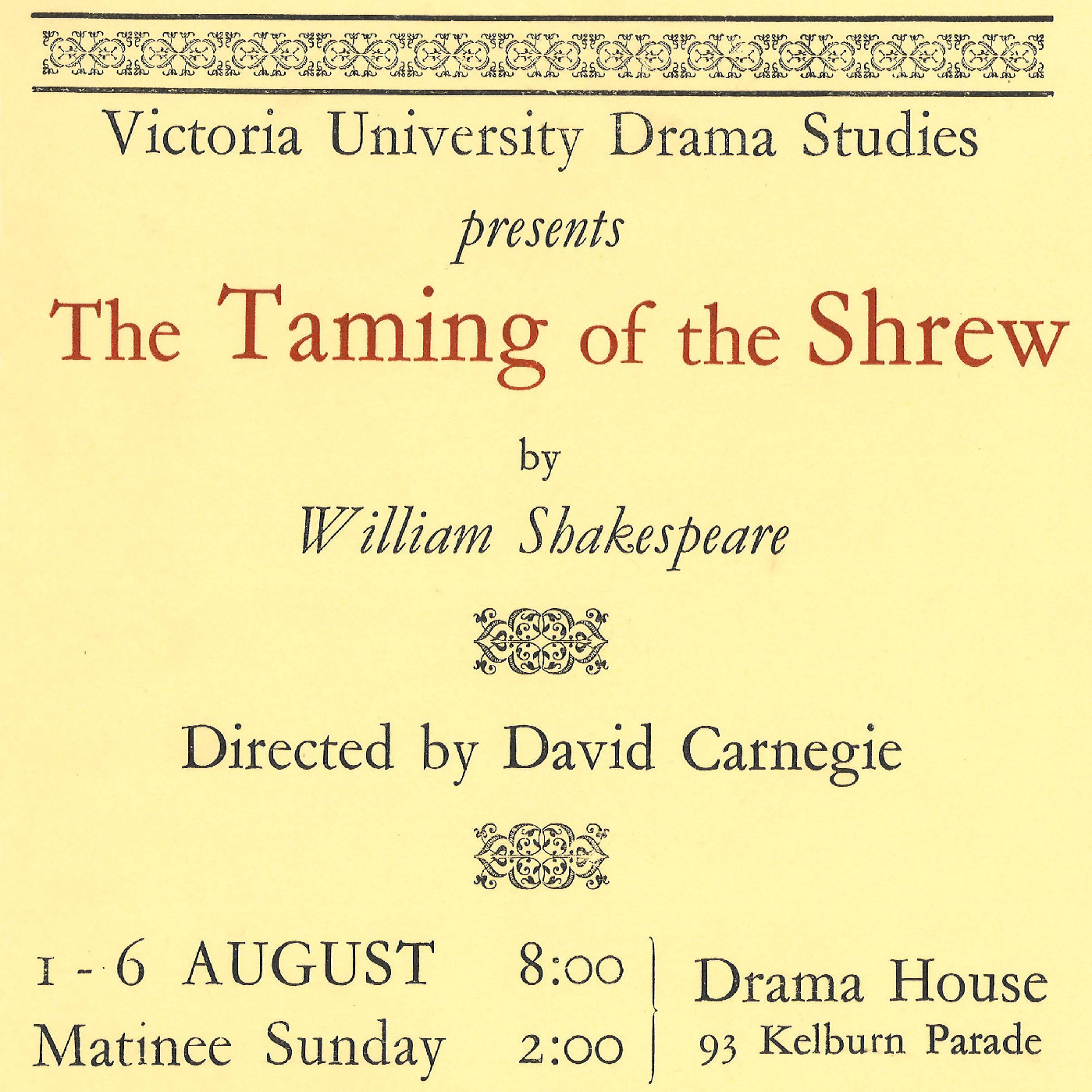V.U.W. Drama Studies: "The Taming of the Shrew"