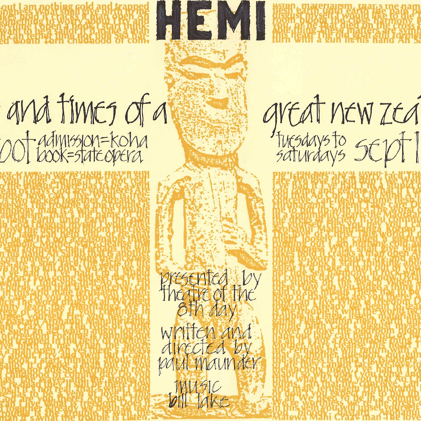 Theatre of the Eighth Day: "Hemi: The Life and Times of a Great New Zealand Poet"