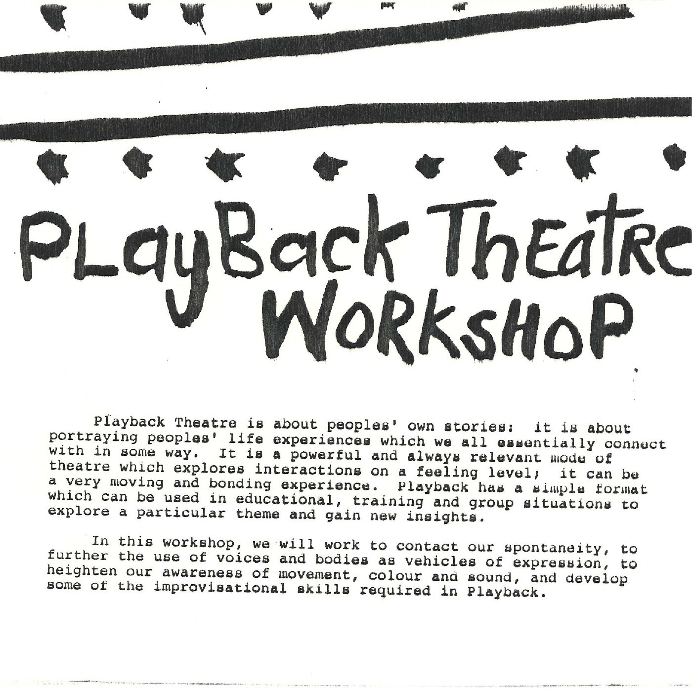 Playback Theatre Workshop
