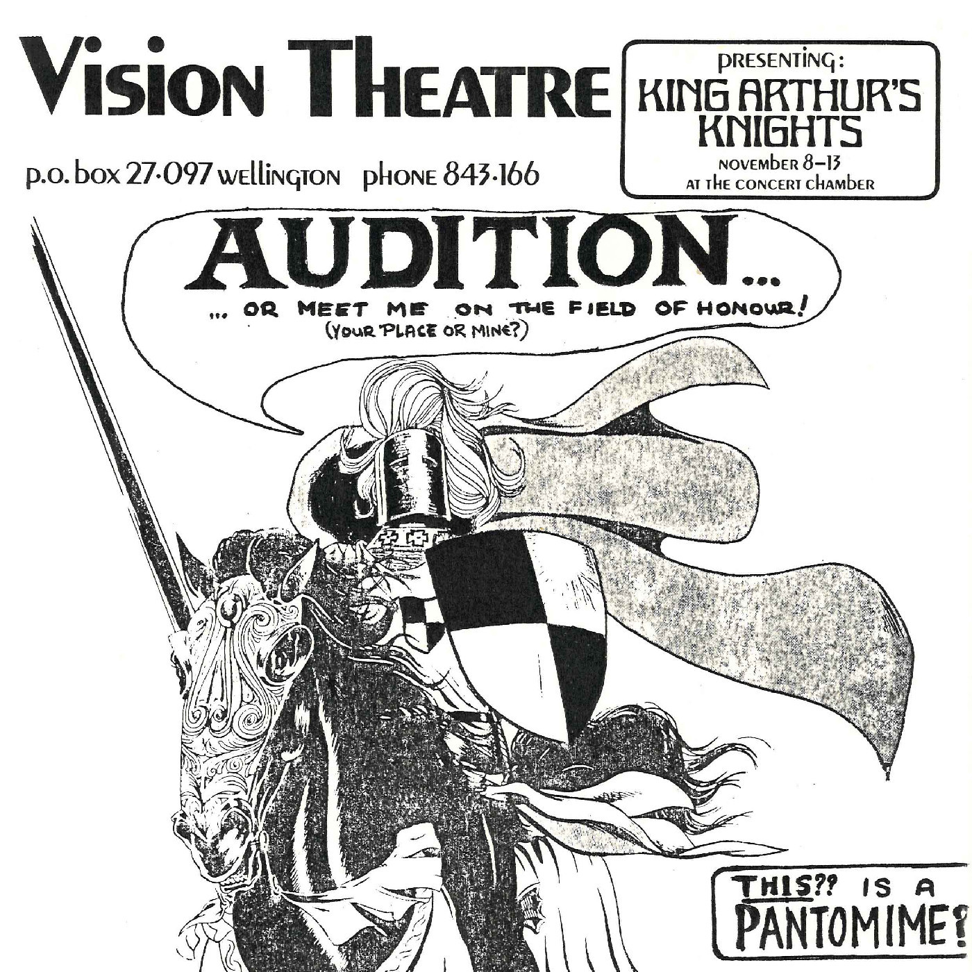 Vision Theatre: "King Arthur's Knights" (audition notice)