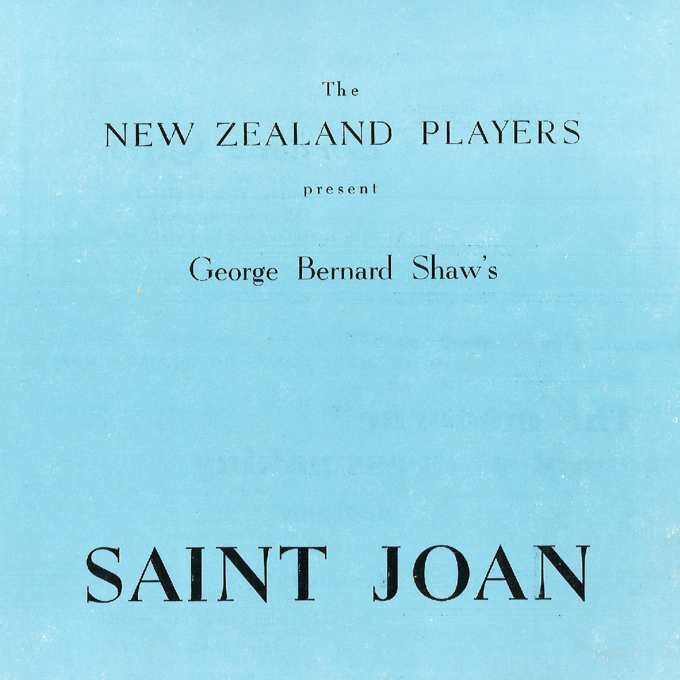 The New Zealand Players: "Saint Joan"