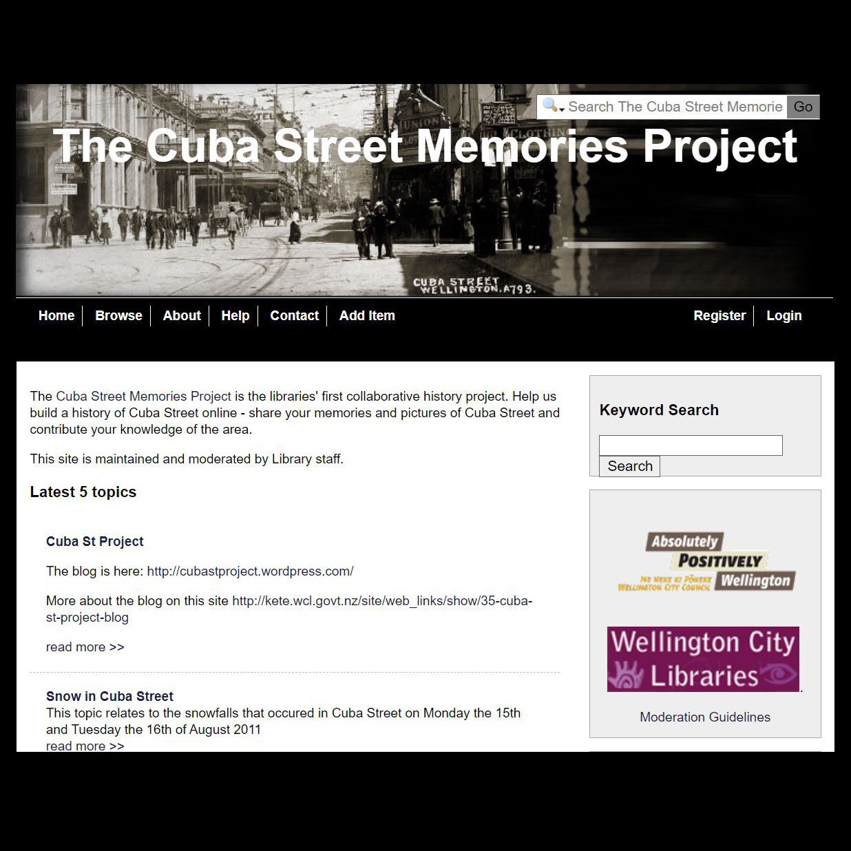 The Cuba Street Memories Project