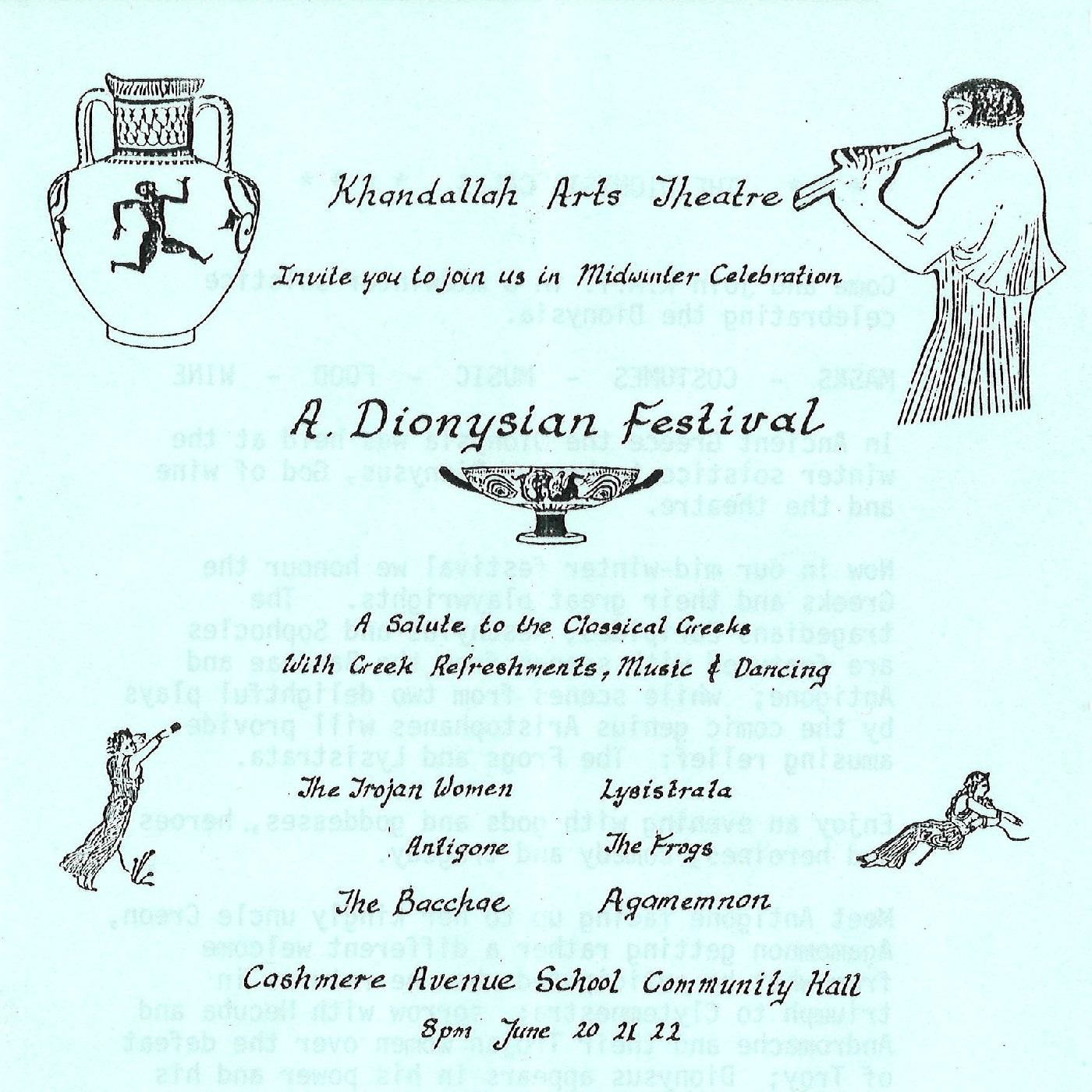Khandallah Arts Theatre: A Dionysian Festival | Wellington City Libraries